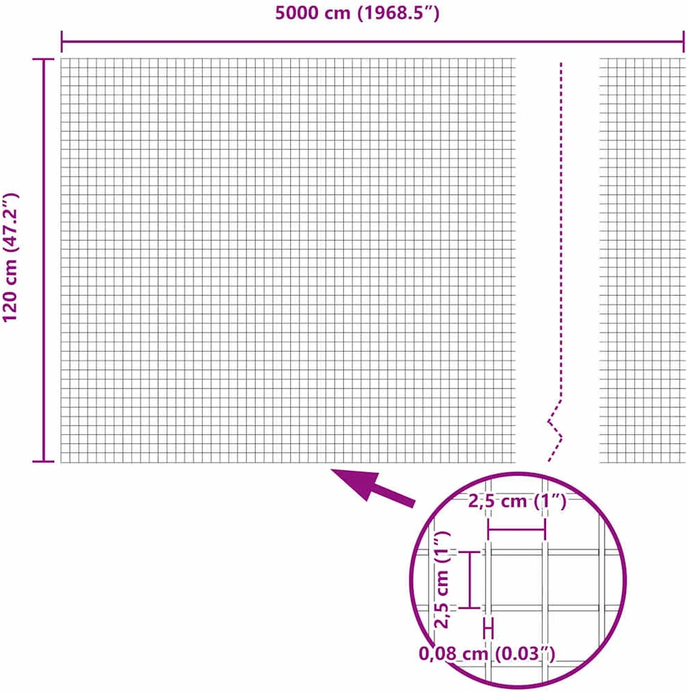 Suvirintas vielos tvora su stulpeliais 50 x 1,2 m Sidabrinė