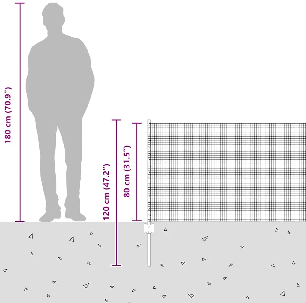 Suvirintas vielos tvora su stulpeliais 50 x 0,8 m Žalia