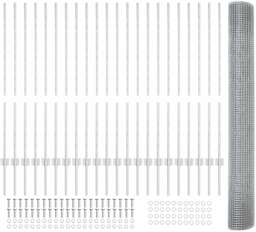 Suvirintas vielos tvora su stulpeliais 50 x 1,2 m Sidabrinė