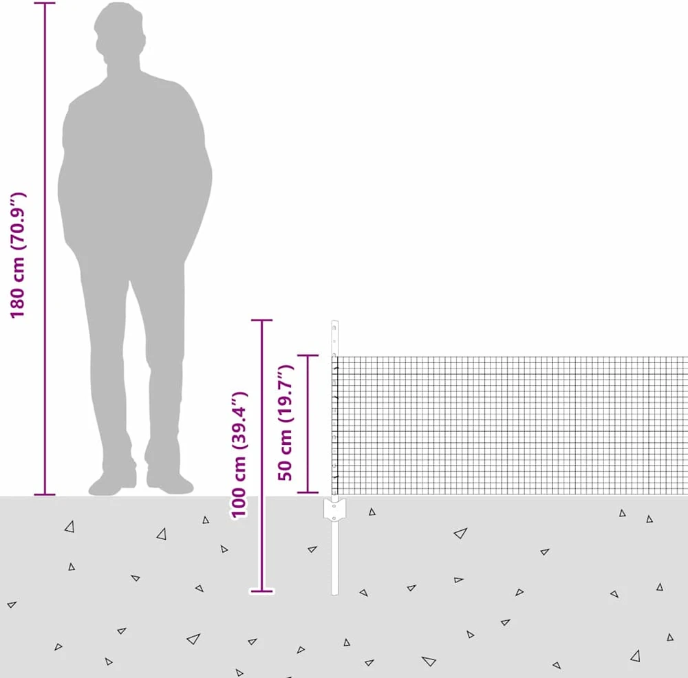 Suvirintas vielos tvora su stulpeliais 50 x 0,5 m Žalia