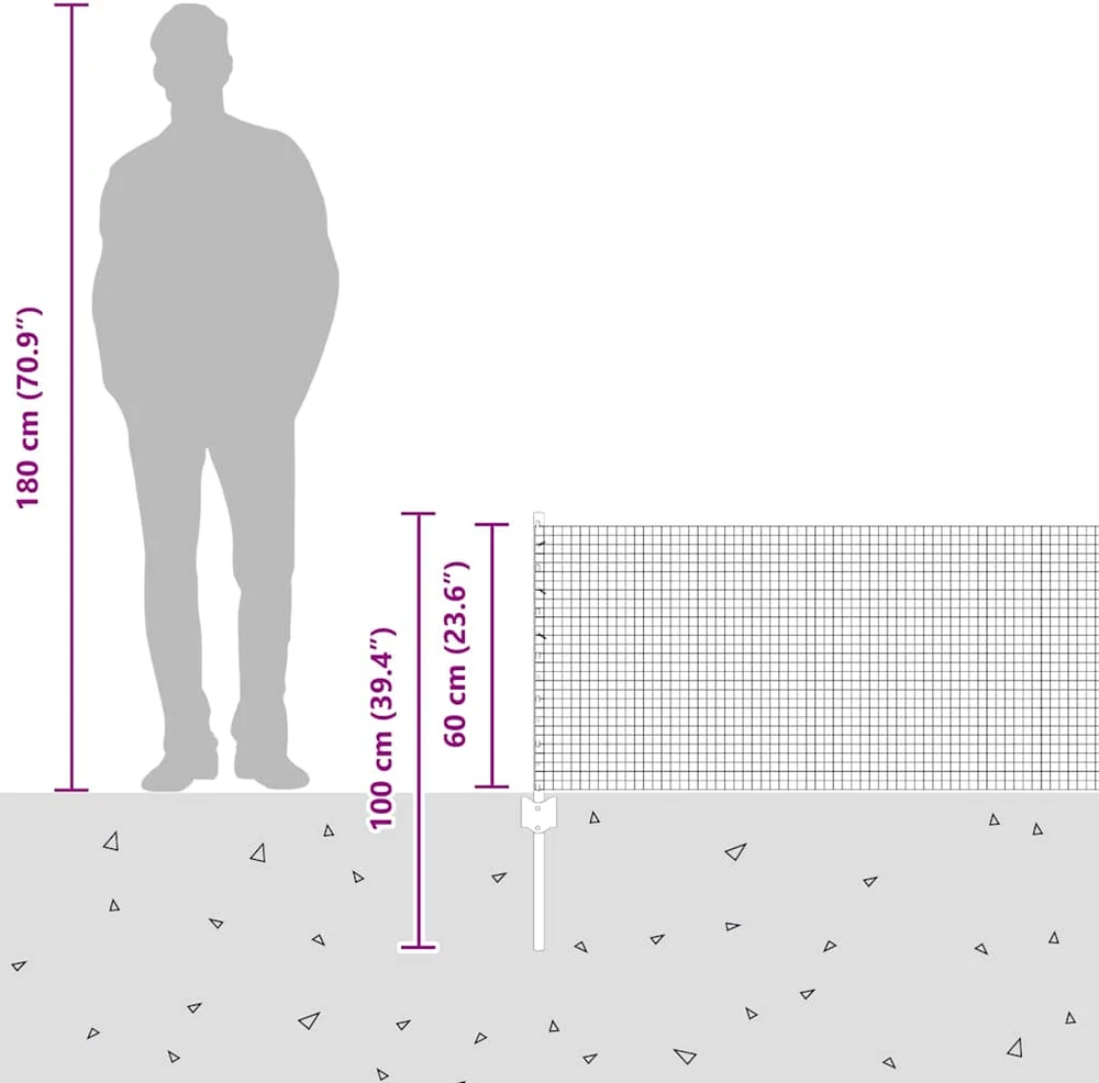 Suvirintas vielos tvora su stulpeliais 50 x 0,6 m Žalia