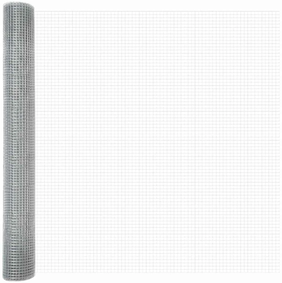 Suvirintas vielos tvora su stulpeliais 50 x 1,2 m Sidabrinė