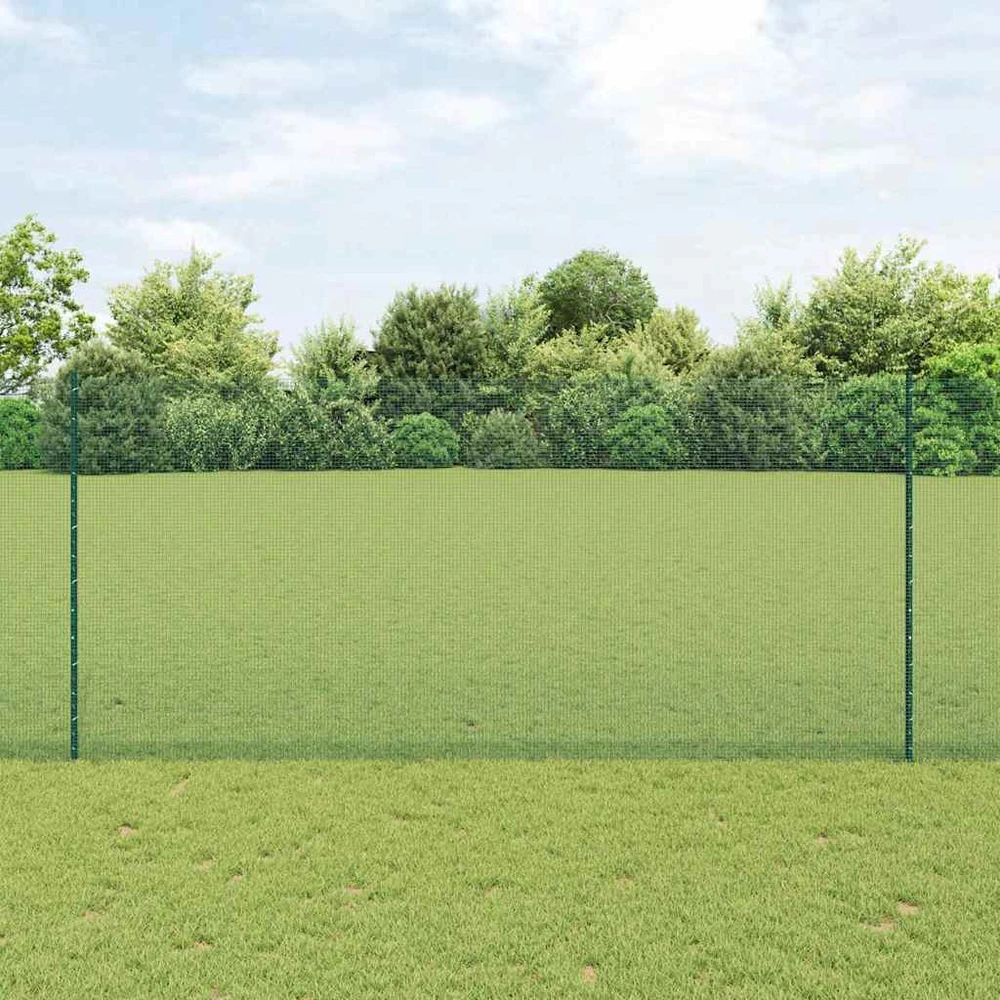 Suvirintas vielos tvora su stulpeliais 50 x 1,4 m Žalia