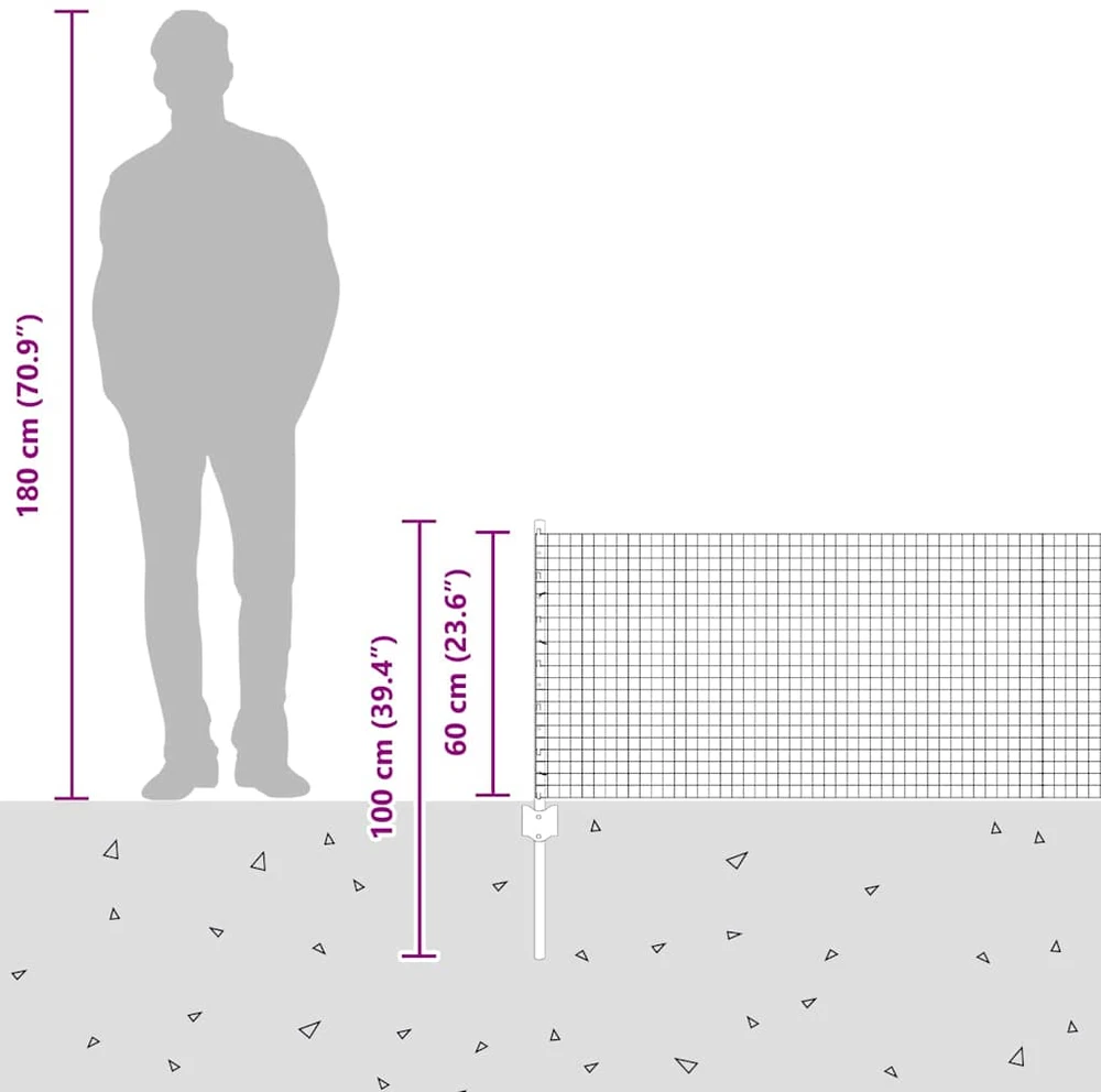 Suvirintas vielos tvora su stulpeliais 50 x 0,6 m Žalia