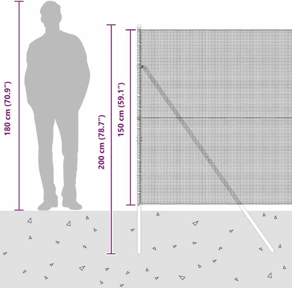 Suvirintas vielos tvora žemės tvirtinimas 10 x 1,5 m Pilka