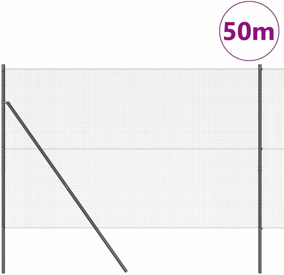 Suvirintas vielos tvora žemės tvirtinimas 50 x 1,4 m Pilka