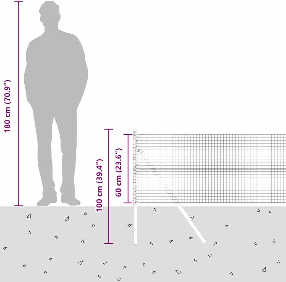 Suvirintas vielos tvora žemės tvirtinimas 10 x 0,6 m Sidabrinė
