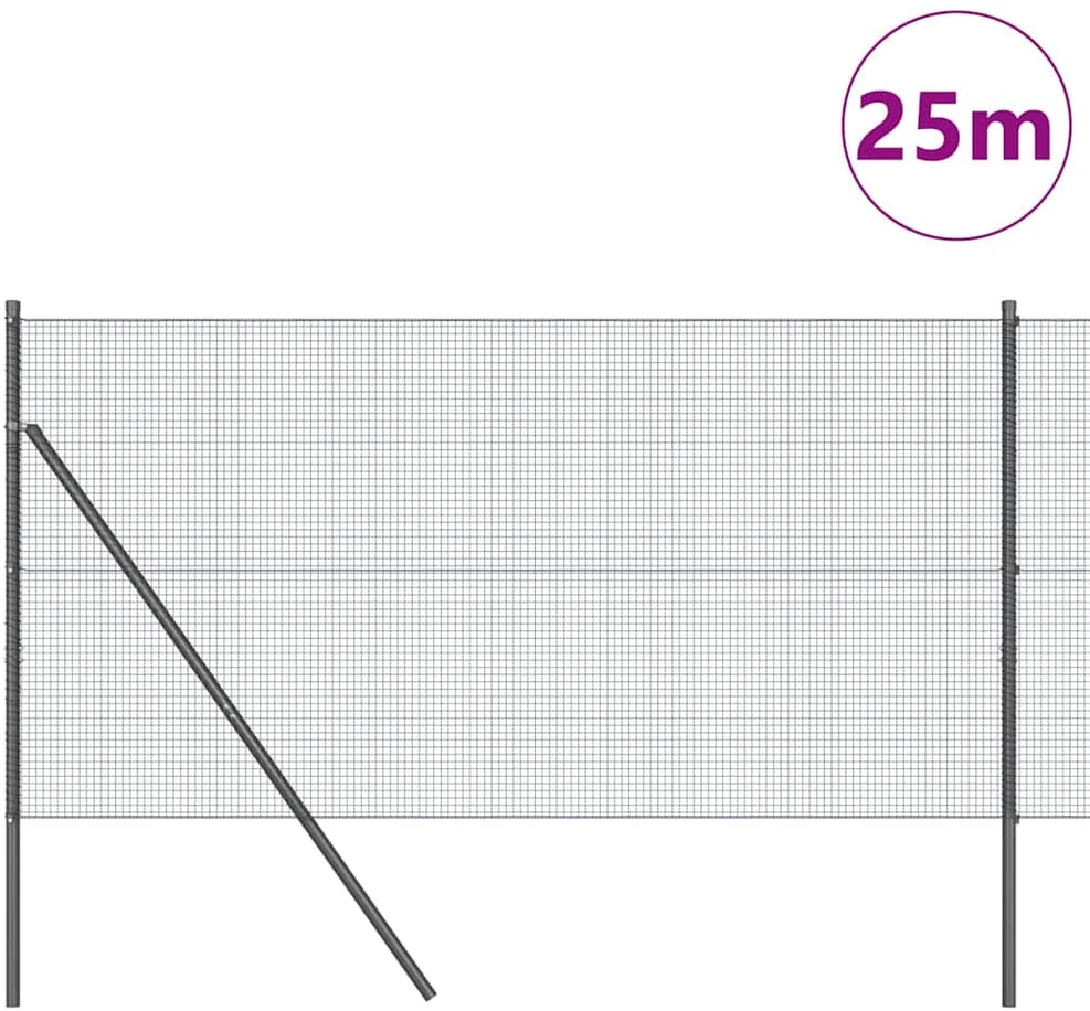 Suvirintas vielos tvora žemės tvirtinimas 25 x 1 m Pilka
