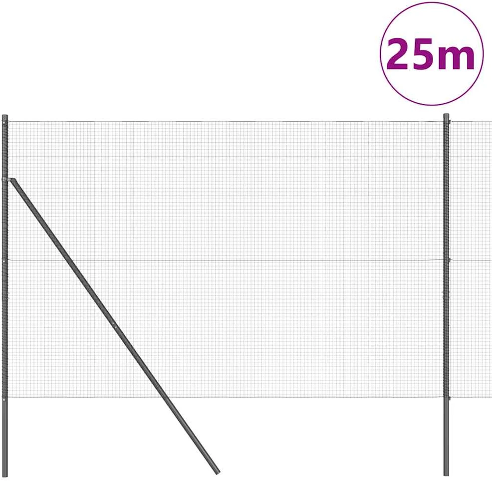 Suvirintas vielos tvora žemės tvirtinimas 25 x 1,5 m Pilka