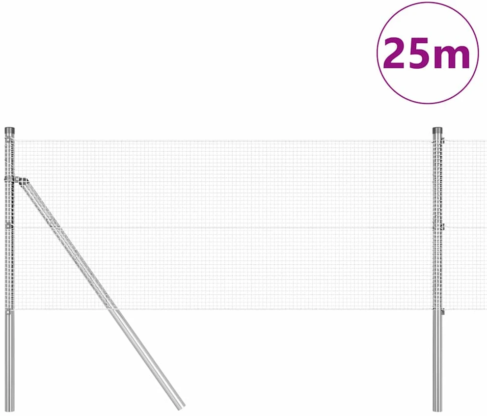 Suvirintas vielos tvora žemės tvirtinimas 25 x 0,5 m Sidabrinė