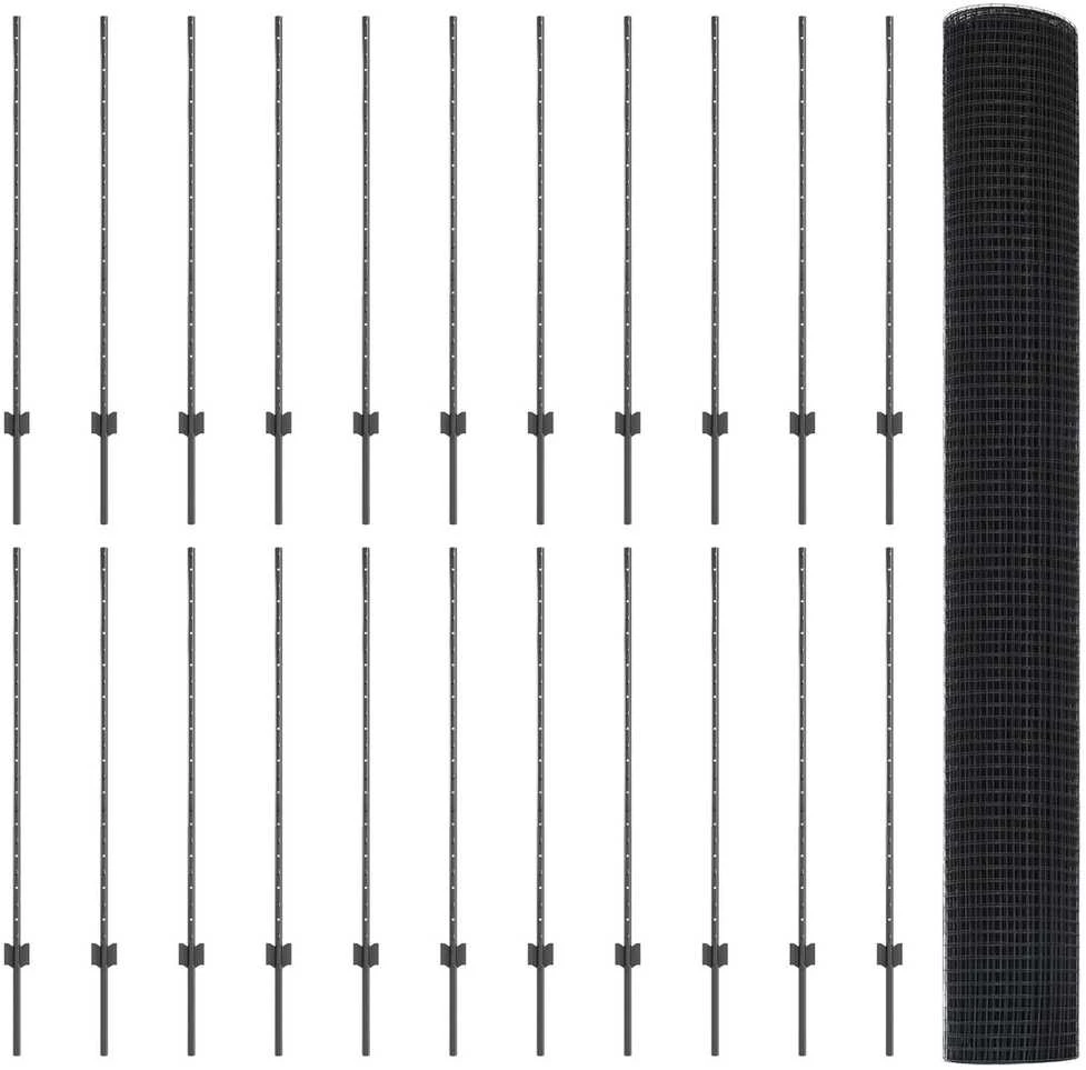 Suvirintas vielos tvora su stulpeliais 50 x 1,2 m Pilka