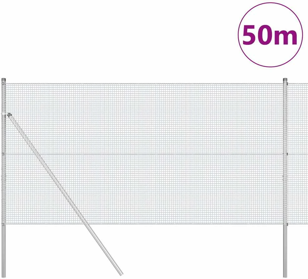 Suvirintas vielos tvora žemės tvirtinimas 50 x 1,4 m Sidabrinė
