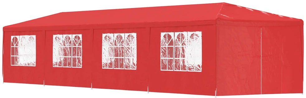 Šventės palapinė 1200 x 300 x 255 cm Raudona PE ir plienas
