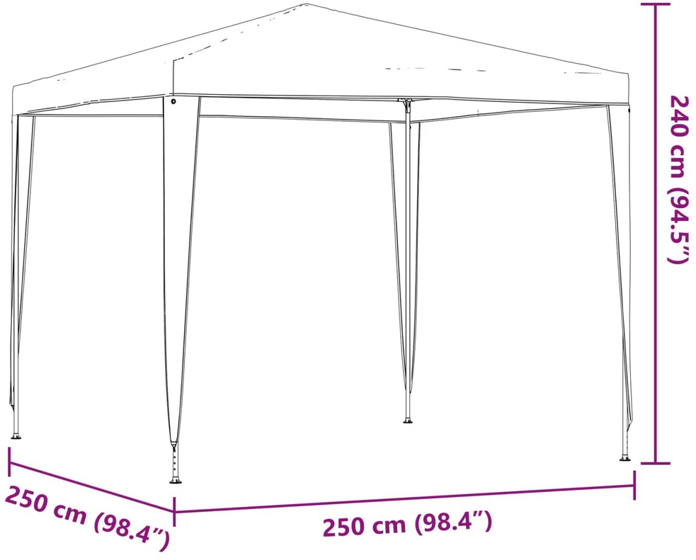 Šventės palapinė 250 x 250 x 240 cm Raudona PE ir plienas