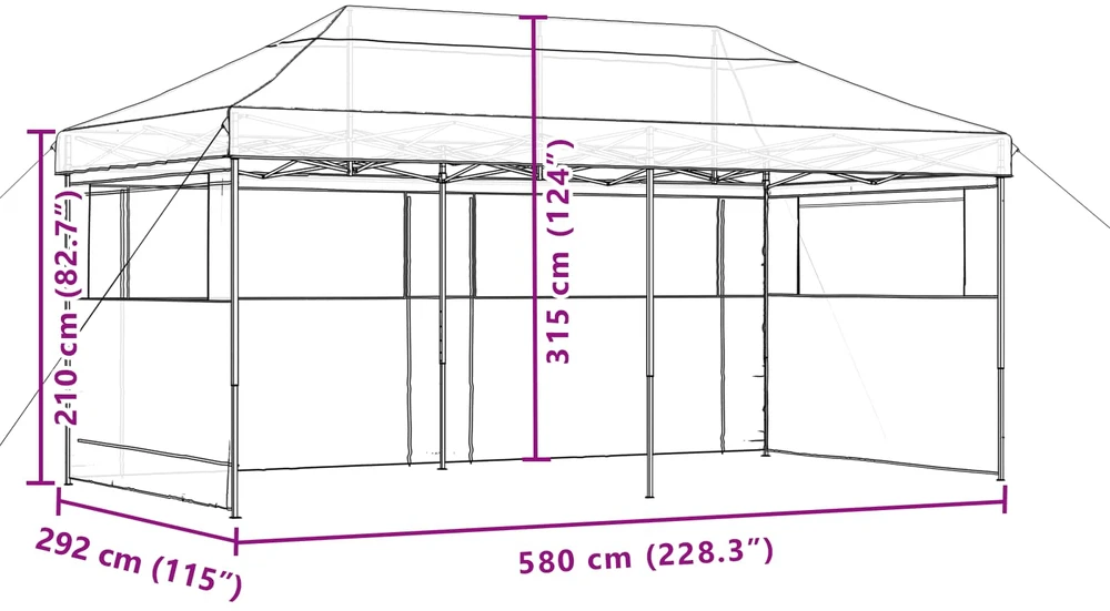 Šventės palapinė 292 x 580 x 315 cm Ruda Oksfordo audinys
