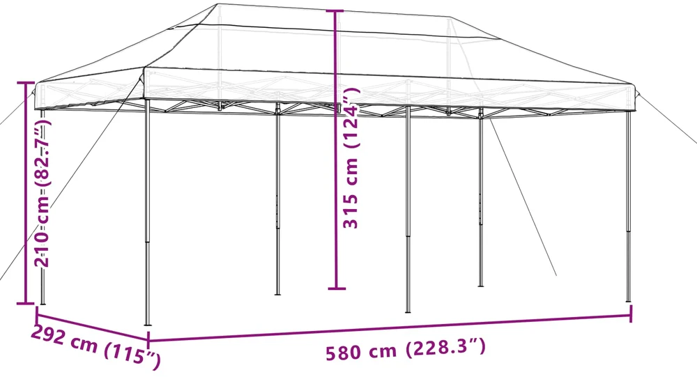 Šventės palapinė 292 x 580 x 315 cm Taupe Oksfordo audinys