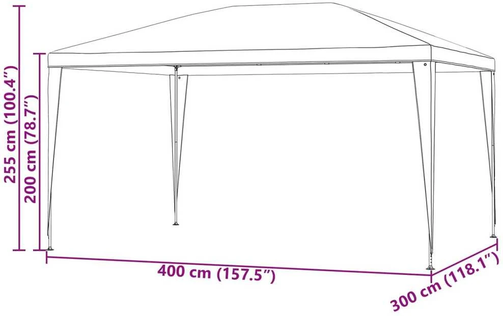 Šventės palapinė 400 x 300 x 255 cm Raudona PE ir plienas