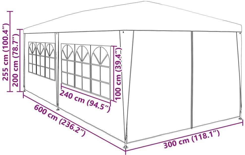 Šventės palapinė 600 x 300 x 255 cm Raudona PE ir plienas
