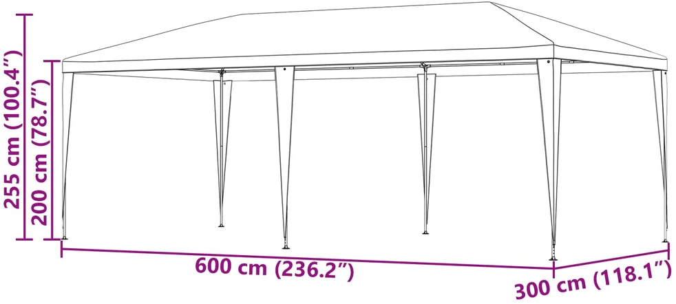 Šventės palapinė Raudona 600 x 300 x 255 cm PE ir plienas