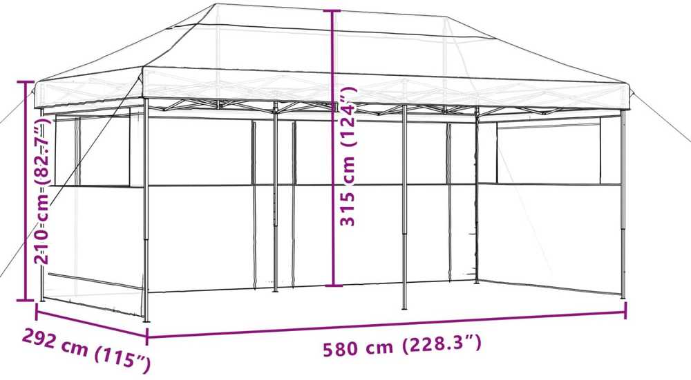Šventės palapinė 292 x 580 x 315 cm Ruda Oksfordo audinys