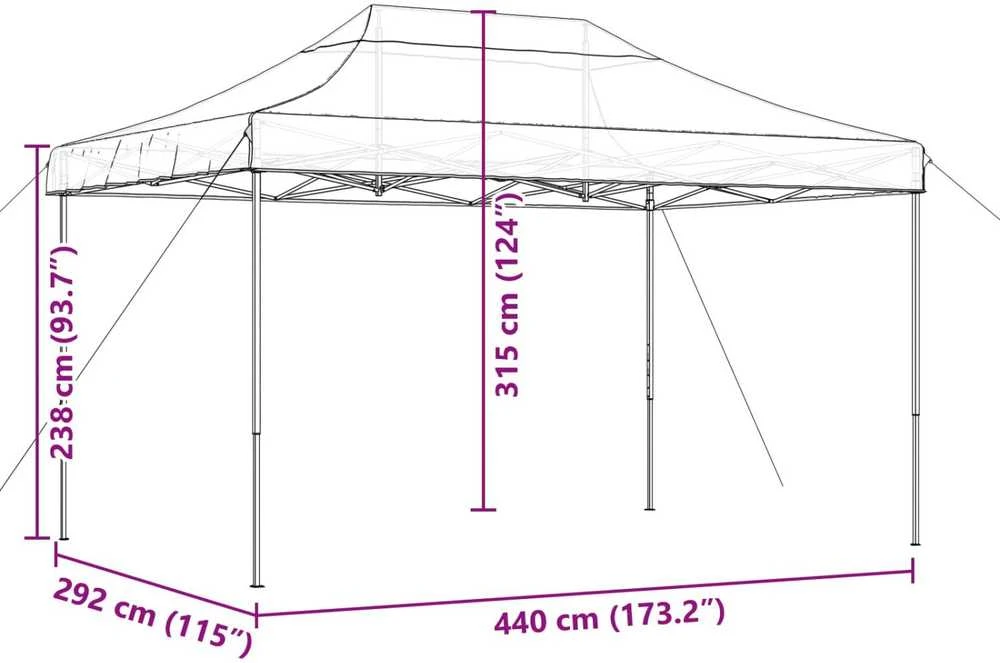 Šventės palapinė 292 x 440 x 315 cm Terakotos Oksfordo audinys