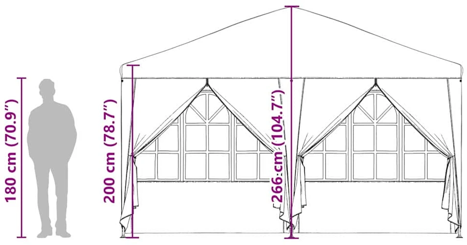 Šventės palapinė 400 x 400 x 266 cm Žalia Polietilenas