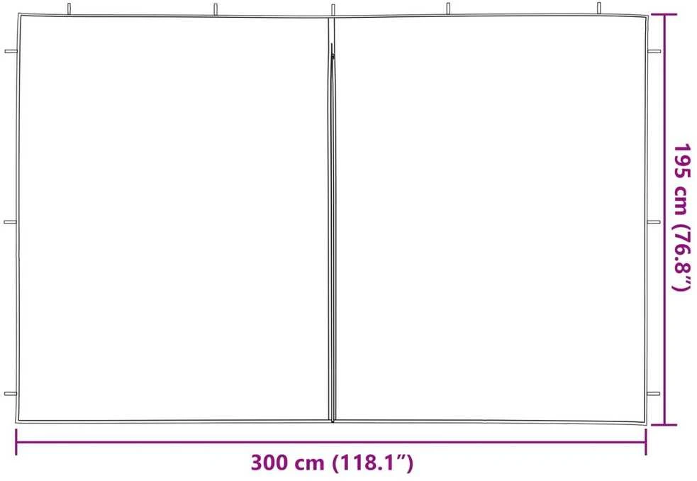 Šventinės palapinės šoninė siena 2 vnt. 300 x 195 cm Raudona