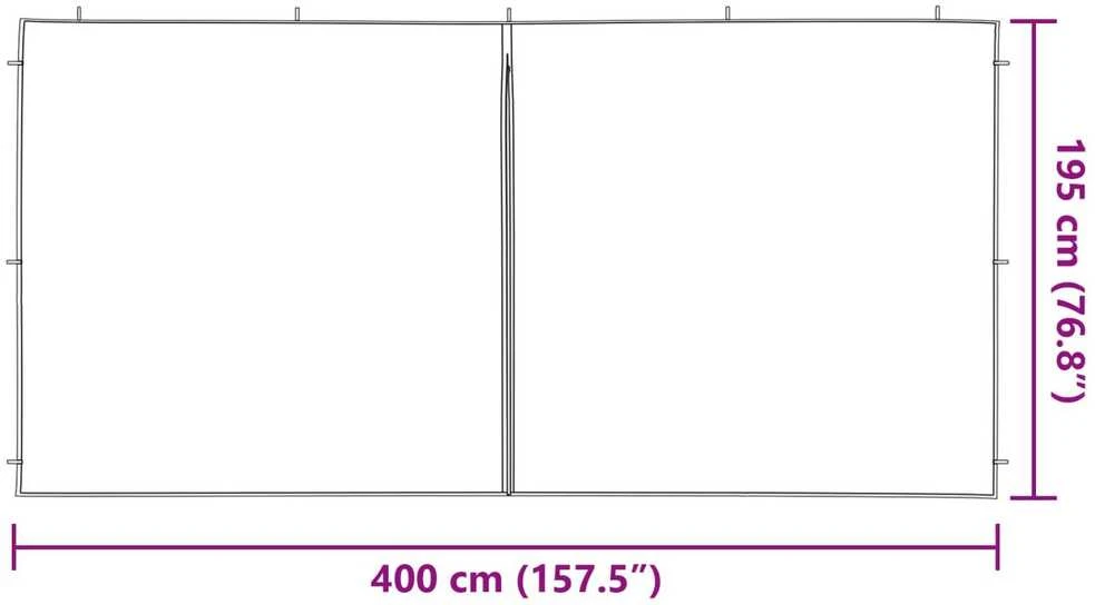 Šventinės palapinės šoninė siena 2 vnt. 400 x 195 cm Raudona