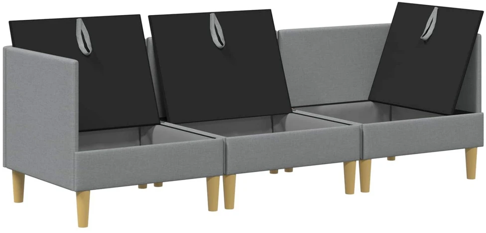 Modulinė sofa su laikymo vieta 3 vnt. Šviesiai pilka Audinys