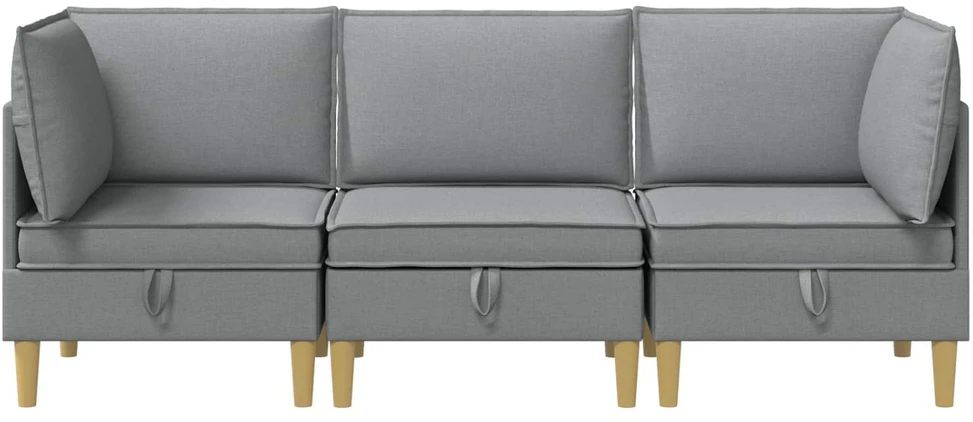 Modulinė sofa su laikymo vieta 3 vnt. Šviesiai pilka Audinys