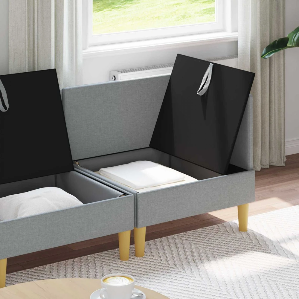 Modulinė sofa su laikymo vieta 3 vnt. Šviesiai pilka Audinys