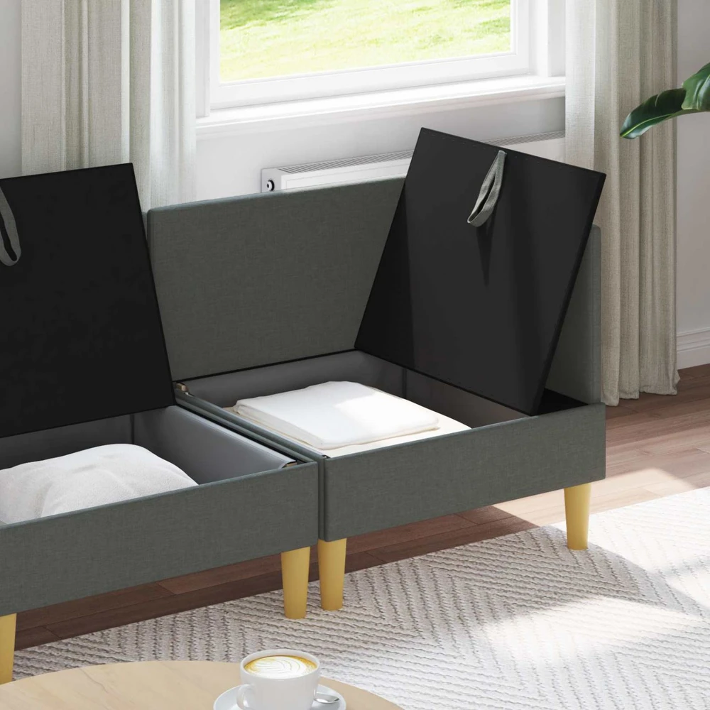 Modulinė sofa su laikymo vieta 3 vnt. Tamsiai pilka Audinys
