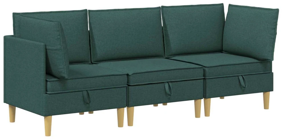 Modulinė sofa su laikymo vieta 3 vnt. Tamsiai žalia Audinys