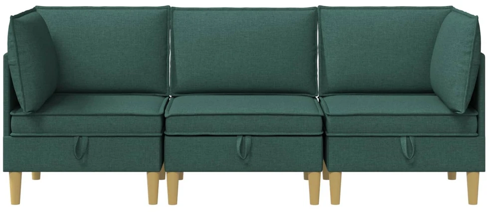 Modulinė sofa su laikymo vieta 3 vnt. Tamsiai žalia Audinys