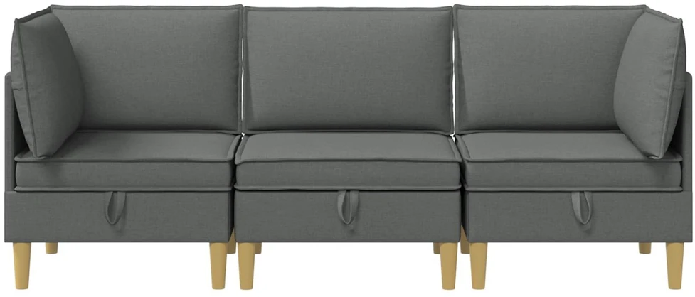 Modulinė sofa su laikymo vieta 3 vnt. Tamsiai pilka Audinys