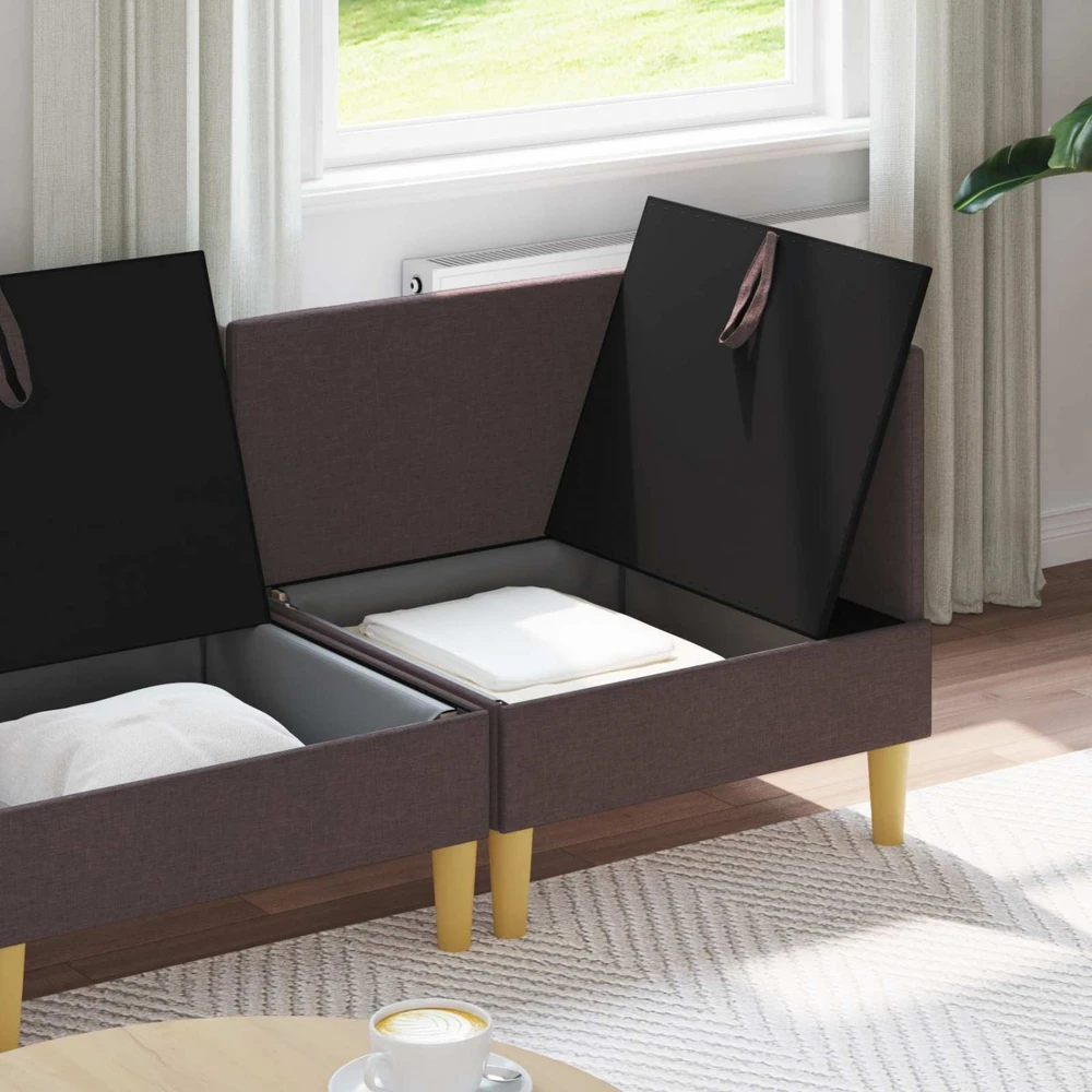 Modulinė sofa su laikymo vieta 3 vnt. Tamsiai rudas Audinys