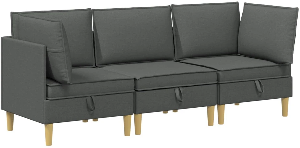 Modulinė sofa su laikymo vieta 3 vnt. Tamsiai pilka Audinys