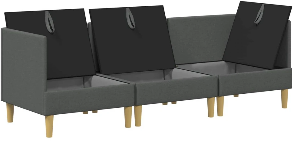 Modulinė sofa su laikymo vieta 3 vnt. Tamsiai pilka Audinys