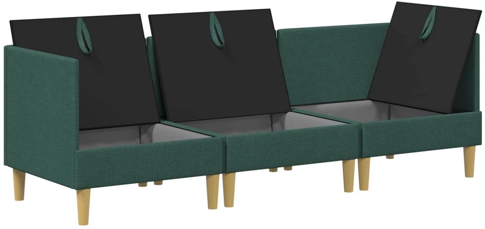 Modulinė sofa su laikymo vieta 3 vnt. Tamsiai žalia Audinys
