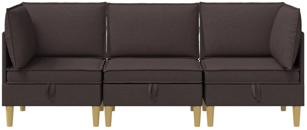 Modulinė sofa su laikymo vieta 3 vnt. Tamsiai rudas Audinys