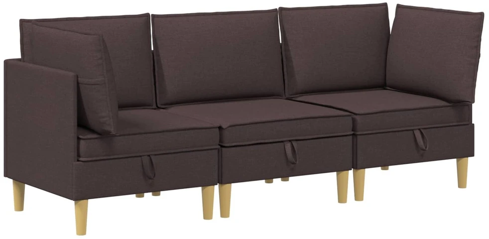 Modulinė sofa su laikymo vieta 3 vnt. Tamsiai rudas Audinys