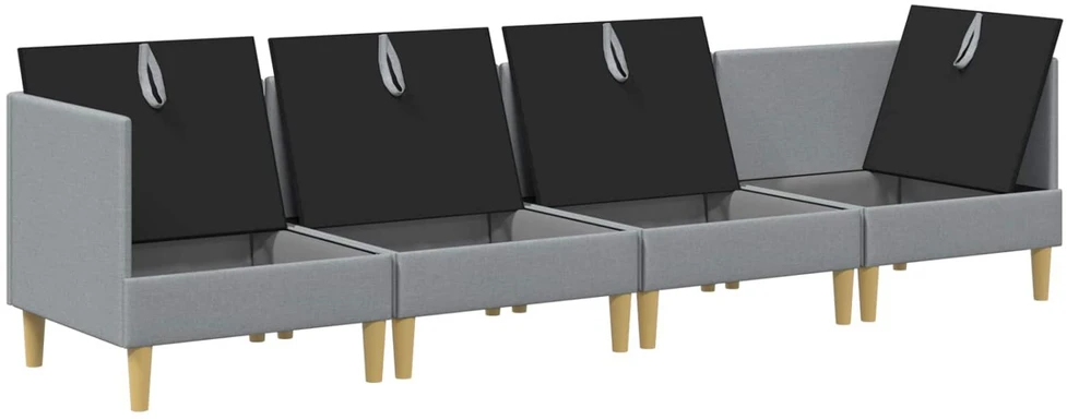 Modulinė sofa su laikymo vieta 4 vnt. Šviesiai pilka Audinys