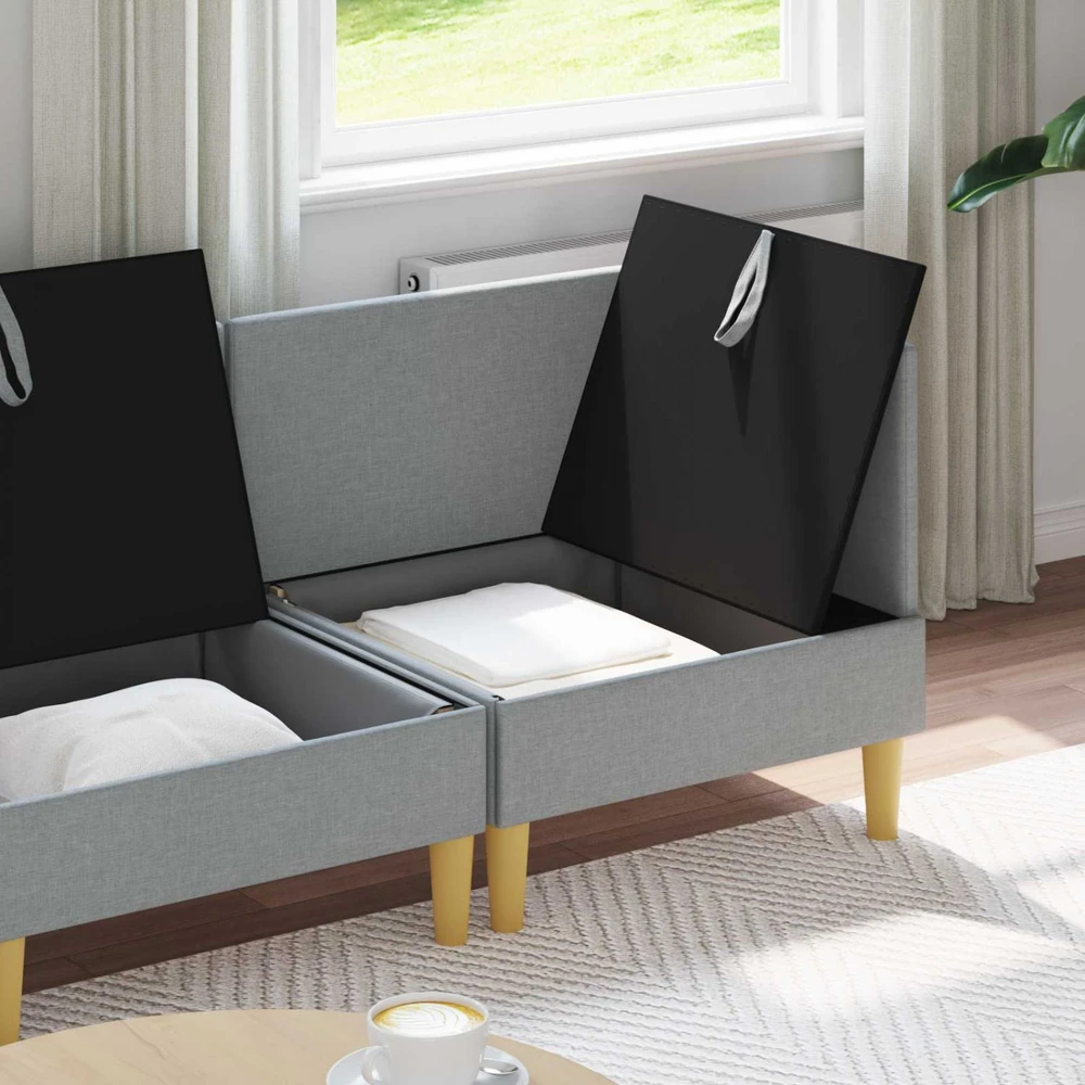 Modulinė sofa su laikymo vieta 4 vnt. Šviesiai pilka Audinys