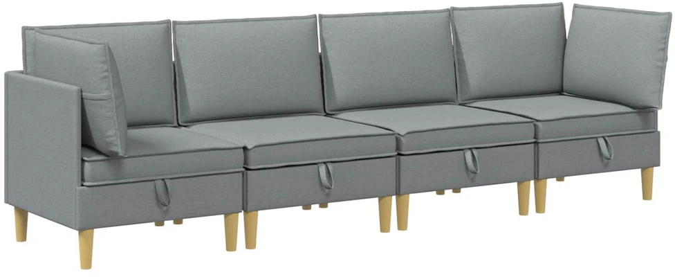 Modulinė sofa su laikymo vieta 4 vnt. Šviesiai pilka Audinys