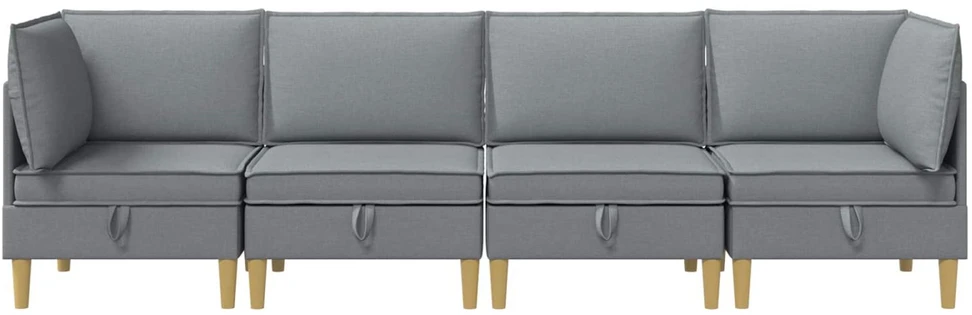 Modulinė sofa su laikymo vieta 4 vnt. Šviesiai pilka Audinys