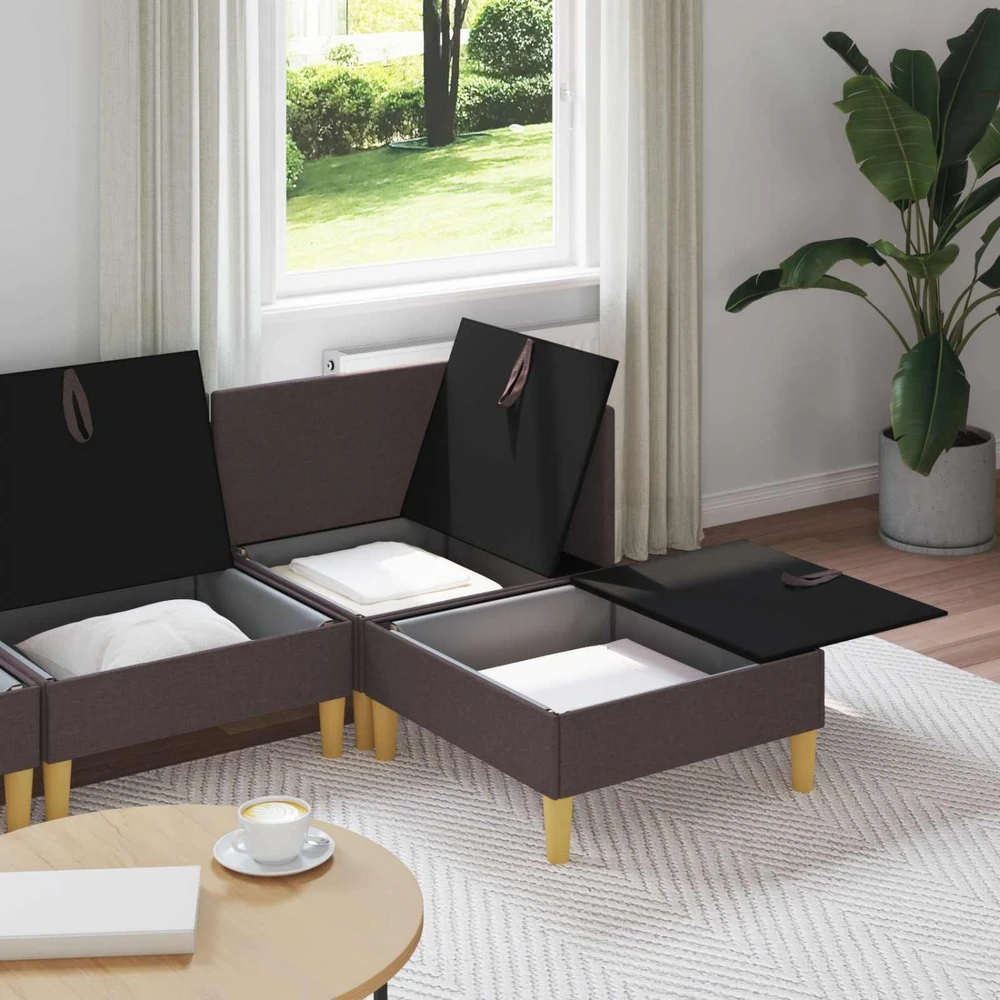 Modulinė sofa su laikymo vieta 4 vnt. Tamsiai rudas Audinys