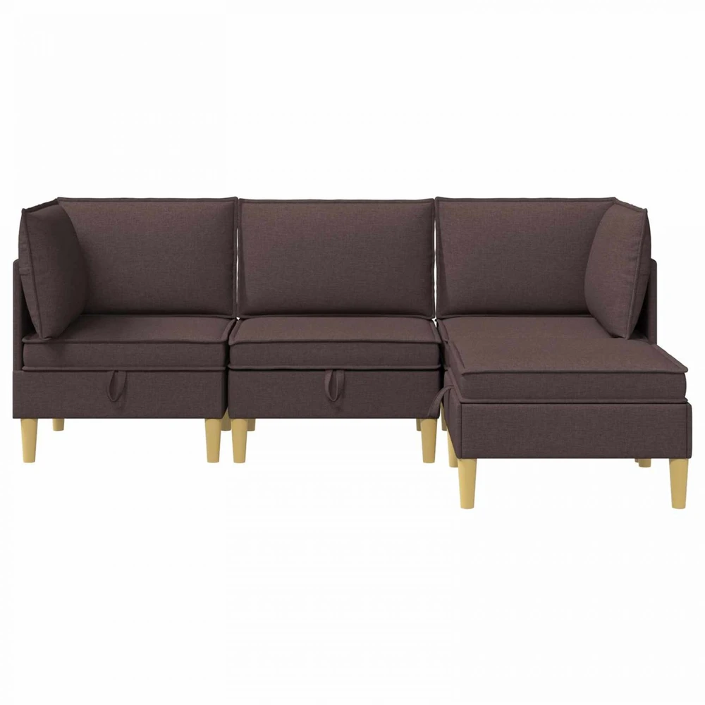 Modulinė sofa su laikymo vieta 4 vnt. Tamsiai rudas Audinys