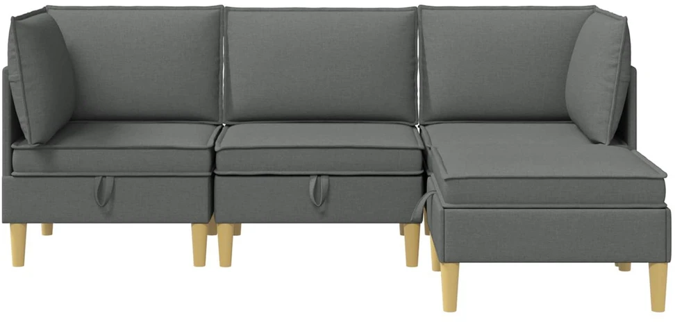 Modulinė sofa su laikymo vieta 4 vnt. Tamsiai pilka Audinys