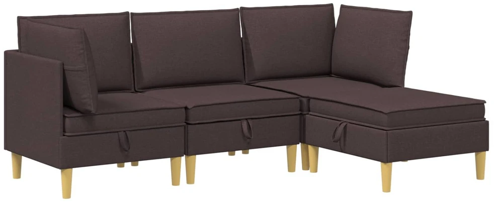Modulinė sofa su laikymo vieta 4 vnt. Tamsiai rudas Audinys