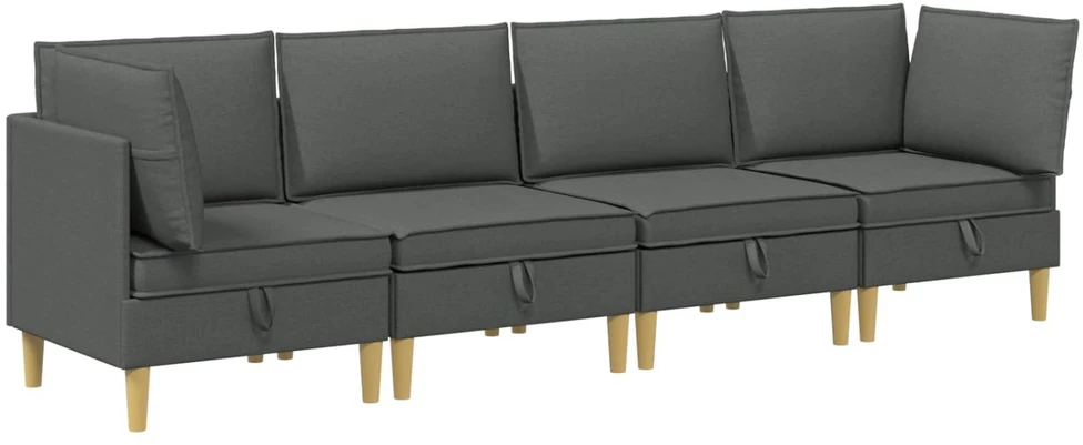 Modulinė sofa su laikymo vieta 4 vnt. Tamsiai pilka Audinys